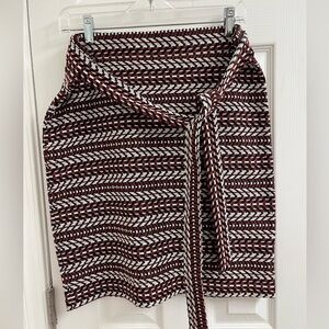 LOFT Black and Red Geometric Pencil Skirt with Tie Waist